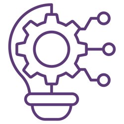 illustration of a gear with 3 spokes sticking out of it to represent the AI learning journey